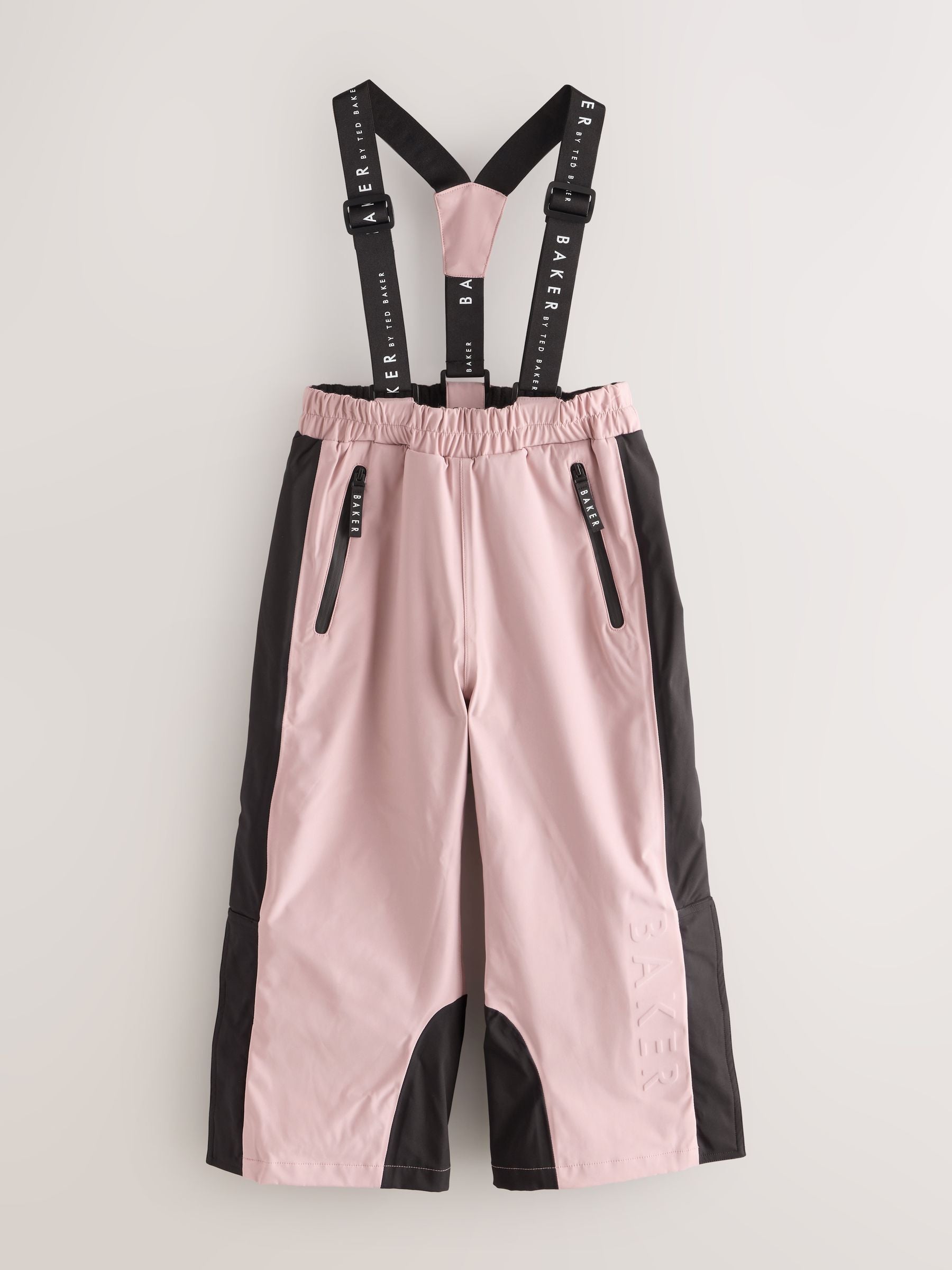 Baker by Ted Baker Pink Waterproof Logo-Tape Padded Ski Salopettes Trousers image 10