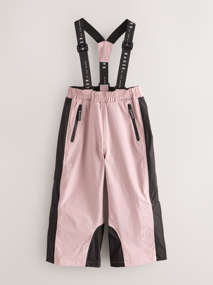 Baker by Ted Baker Pink Waterproof Logo-Tape Padded Ski Salopettes Trousers image 10
