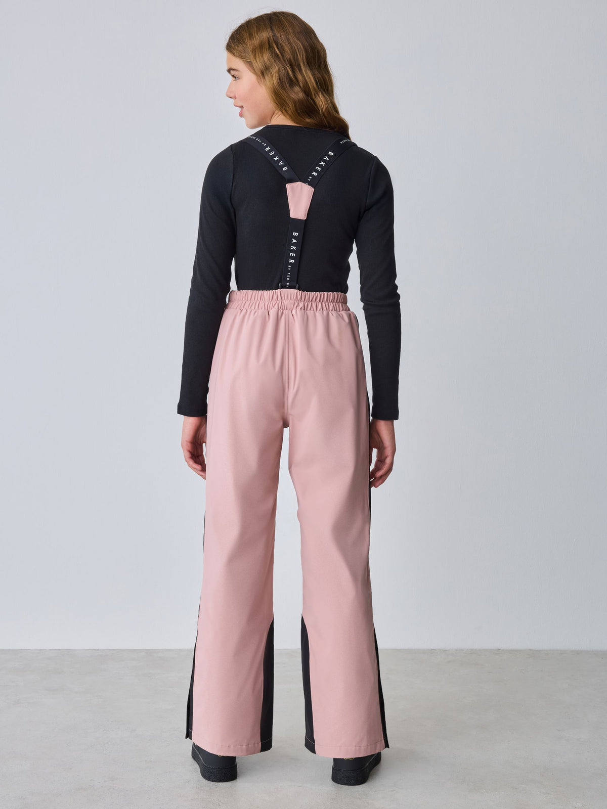 Baker by Ted Baker Pink Waterproof Logo-Tape Padded Ski Salopettes Trousers image 2