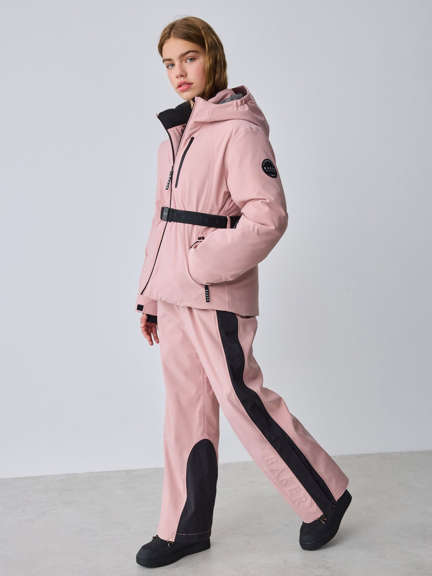 Baker by Ted Baker Pink Waterproof Logo-Tape Padded Ski Salopettes Trousers image 3