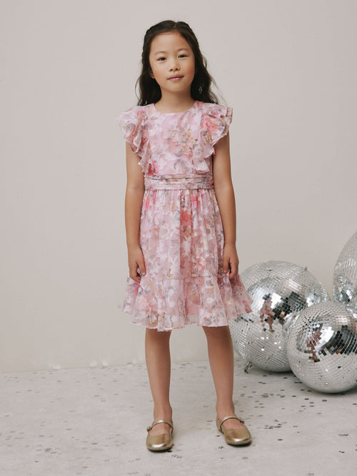 Pink Floral Ruffle Party Dress (3-16yrs) image 1