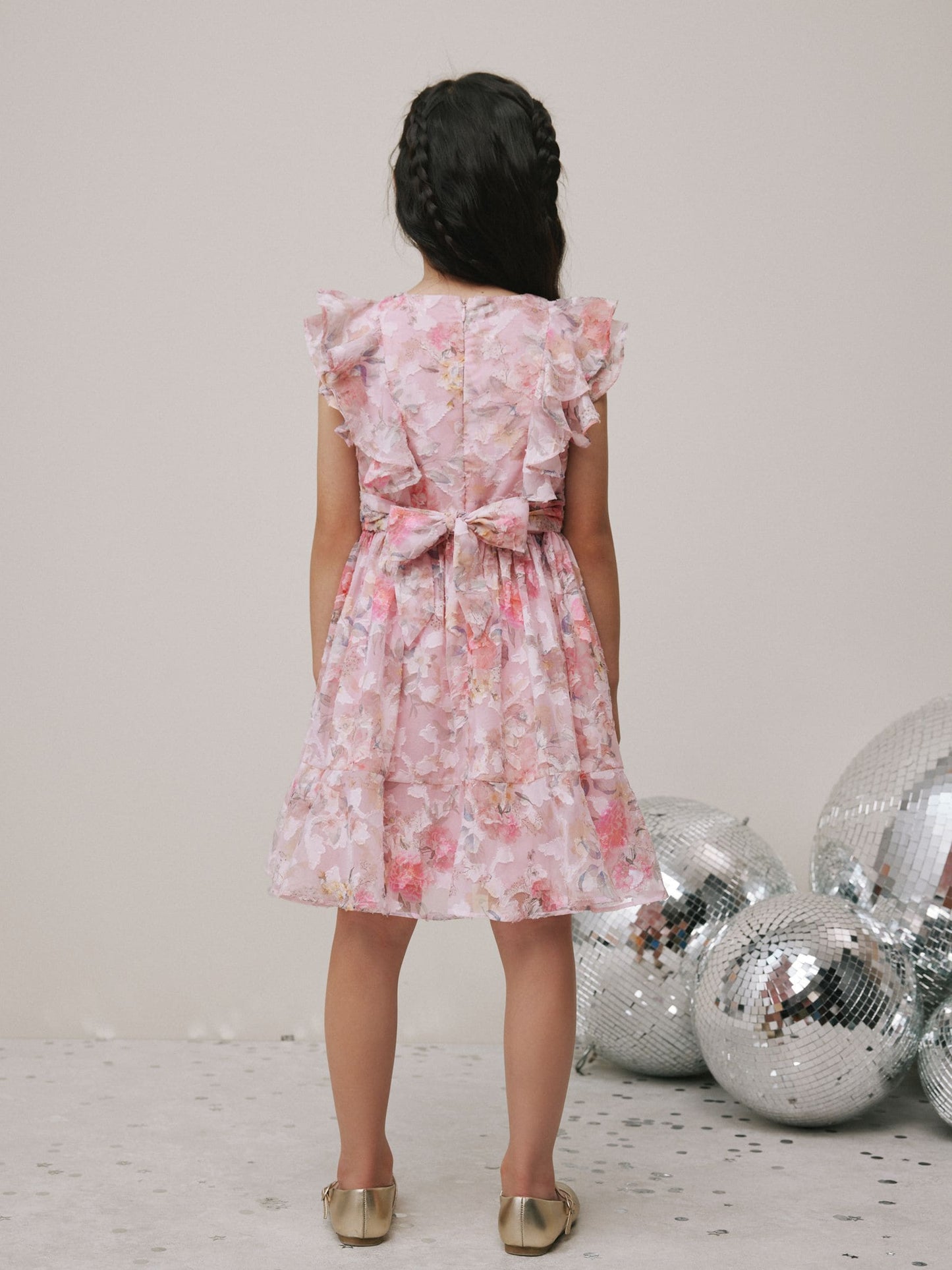 Pink Floral Ruffle Party Dress (3-16yrs) image 3