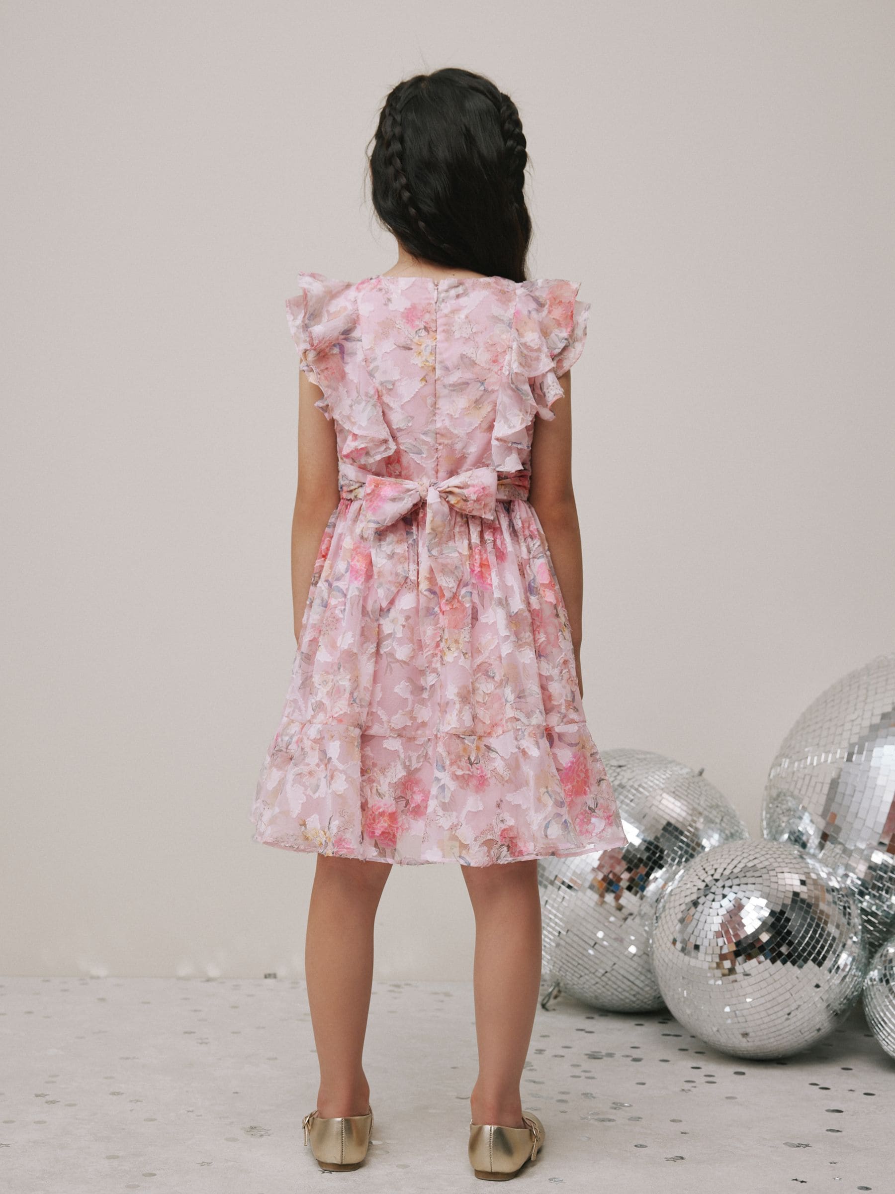 Pink Floral Ruffle Party Dress (3-16yrs) image 3