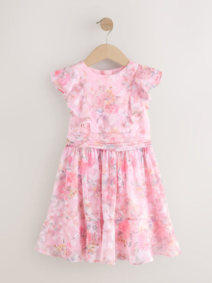 Pink Floral Ruffle Party Dress (3-16yrs) image 5