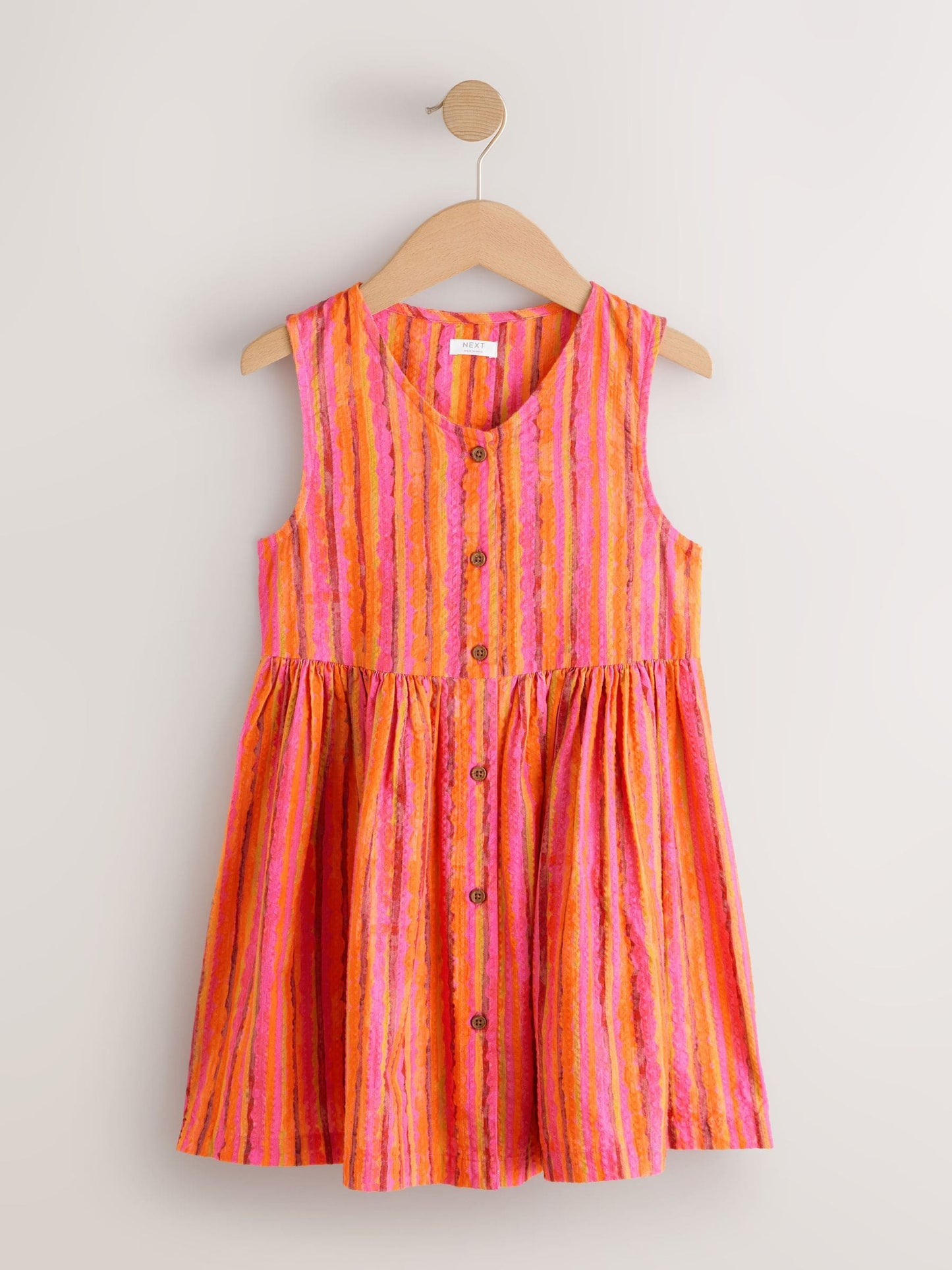 Red/Pink Stripe Stripe Short Sleeve Button Through Dress (3-16yrs) image 5