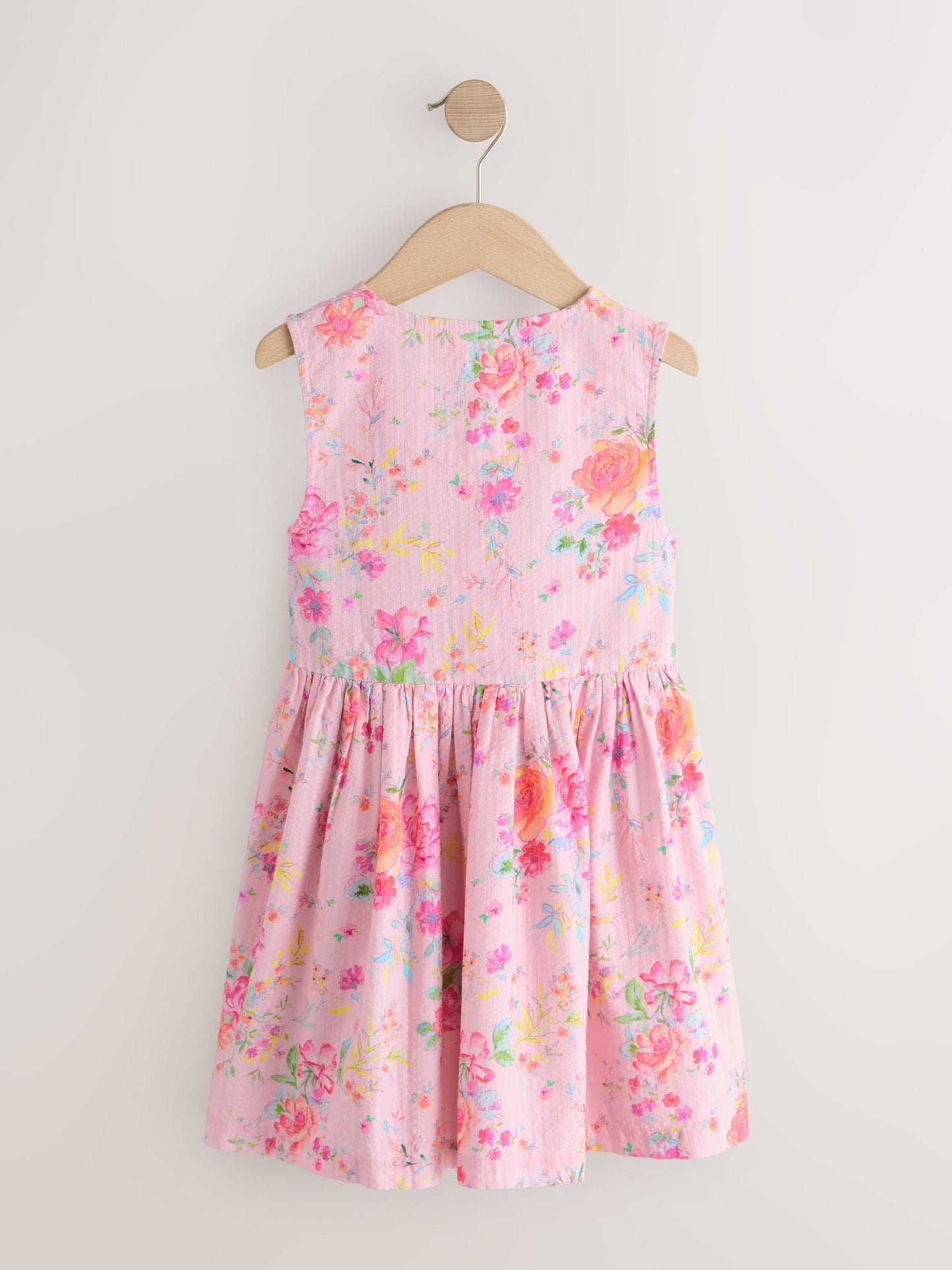 Pink Floral Stripe Short Sleeve Button Through Dress (3-16yrs) image 6