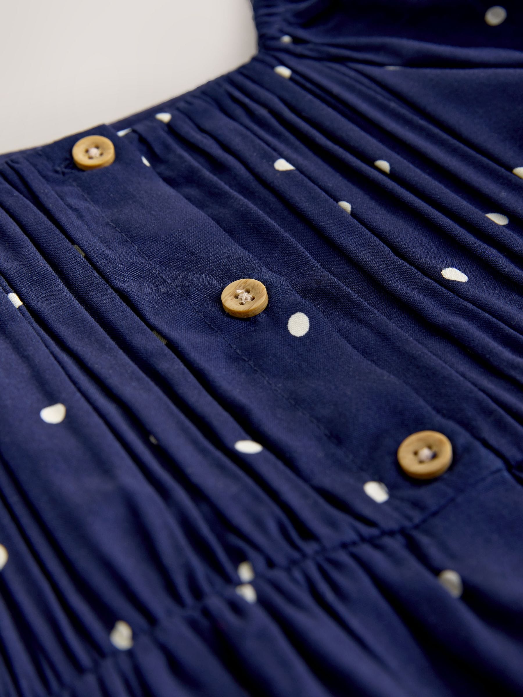 Navy Blue Spot Short Sleeve Dress (3-16yrs) image 7