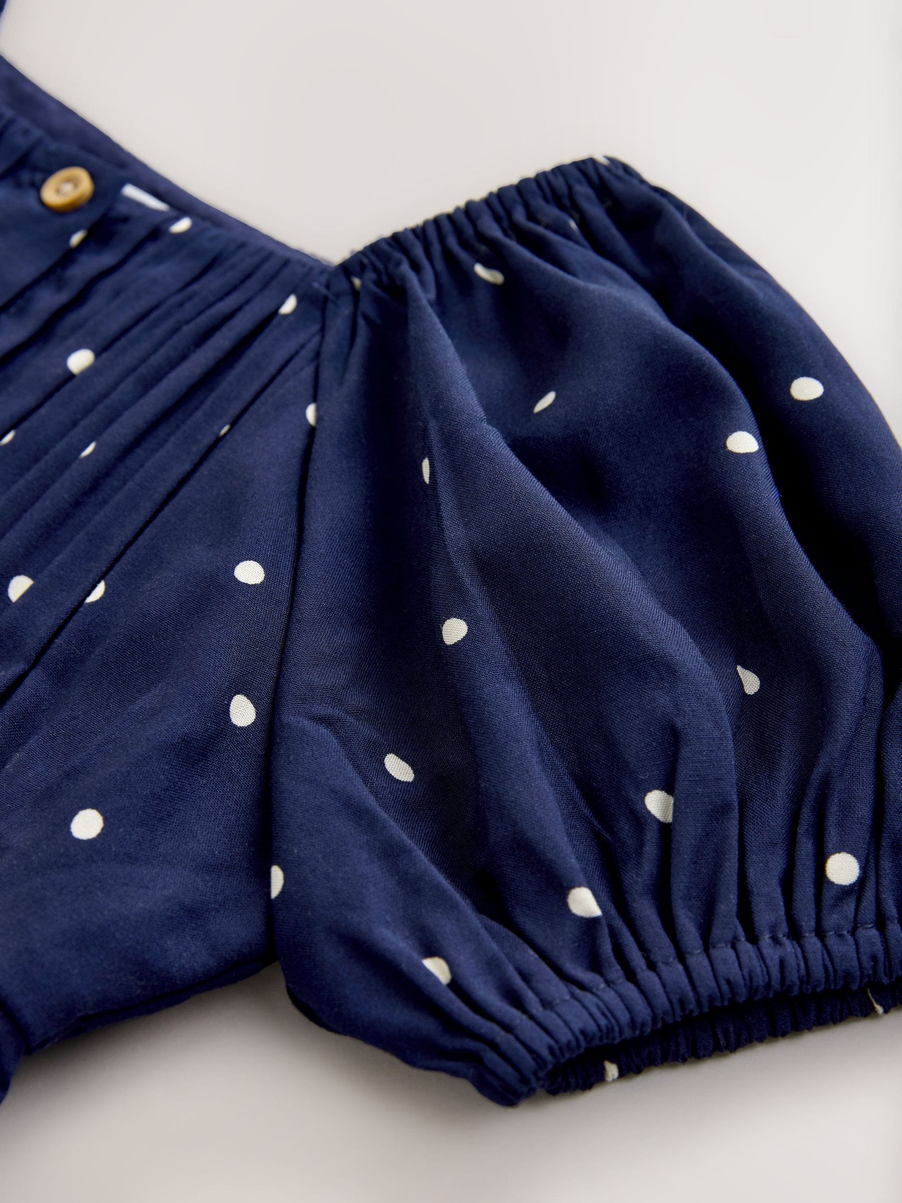Navy Blue Spot Short Sleeve Dress (3-16yrs) image 8