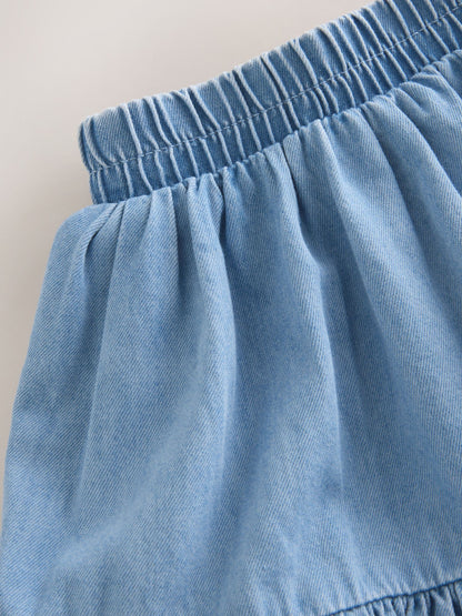 Dsiney Kidz - Blue Denim Puff Sleeve Blouse and Skirt Set (3-16yrs) image 11