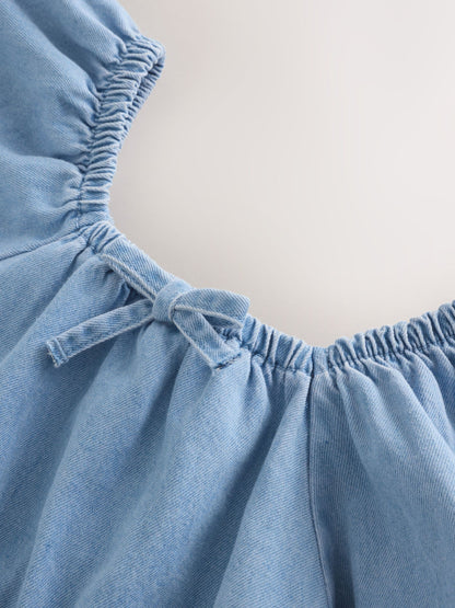 Dsiney Kidz - Blue Denim Puff Sleeve Blouse and Skirt Set (3-16yrs) image 8