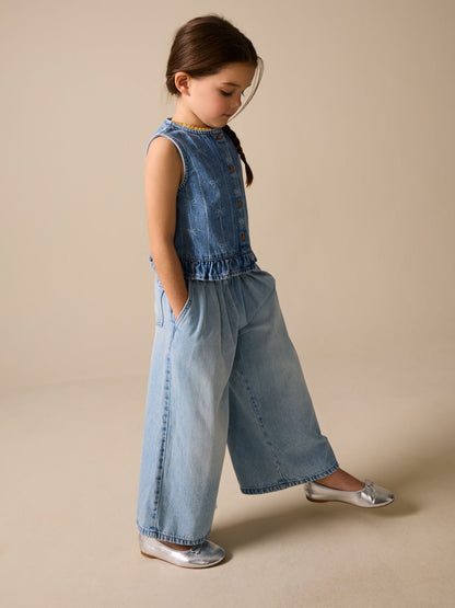 Dsiney Kidz - Denim Blue Denim Bow Sleeveless Waistcoat (3-16yrs) image 3
