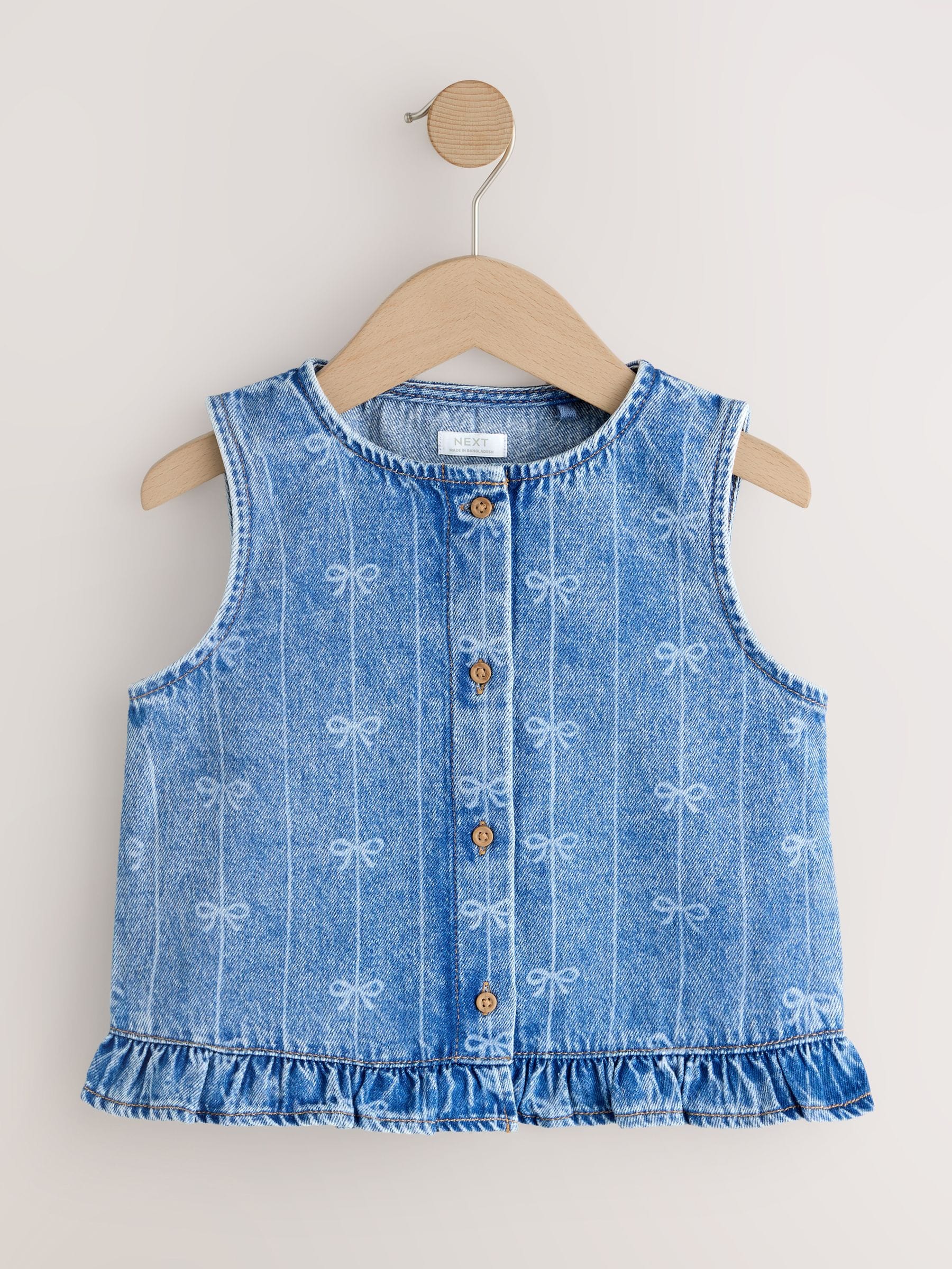 Dsiney Kidz - Denim Blue Denim Bow Sleeveless Waistcoat (3-16yrs) image 4