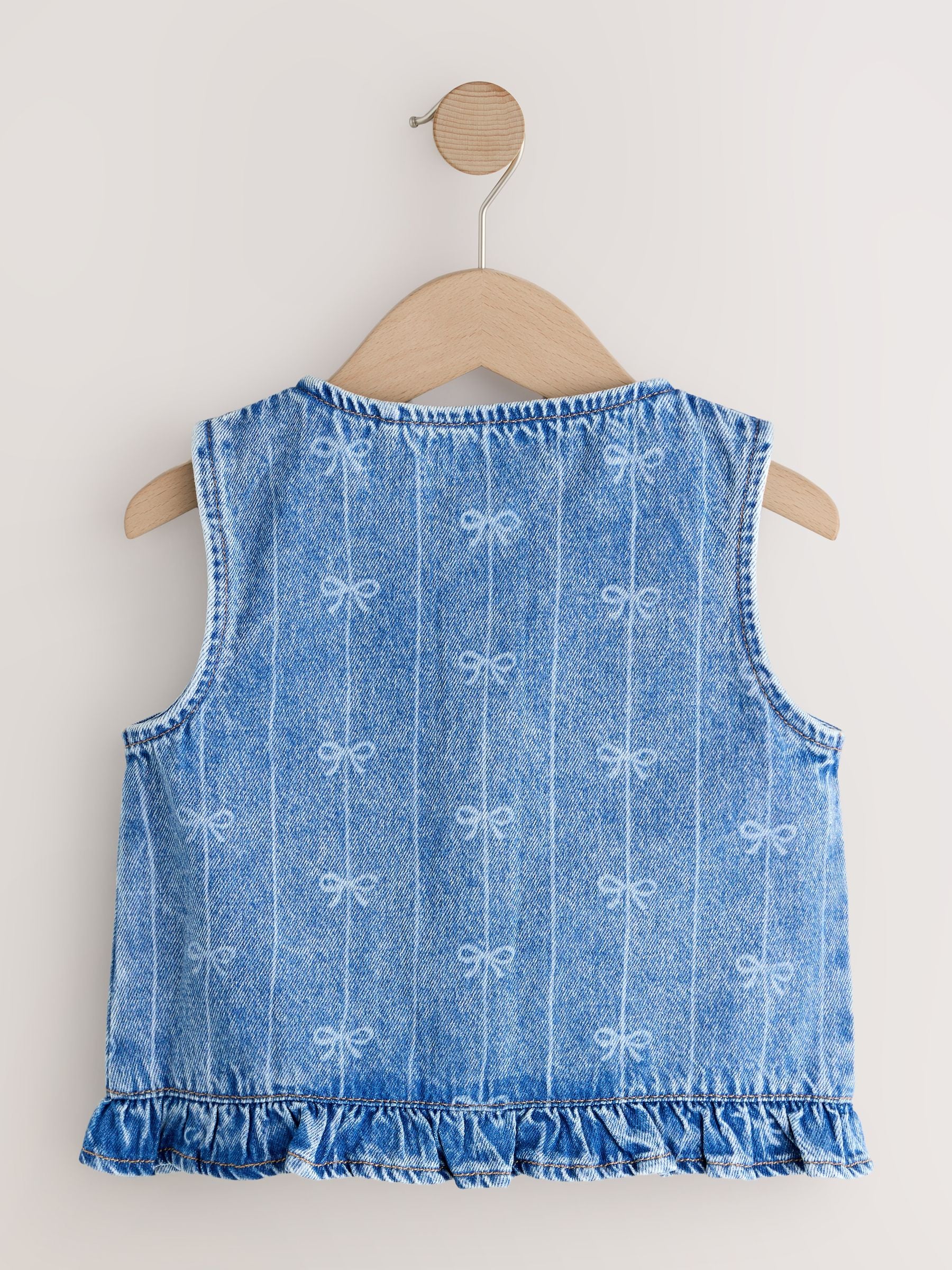 Dsiney Kidz - Denim Blue Denim Bow Sleeveless Waistcoat (3-16yrs) image 5
