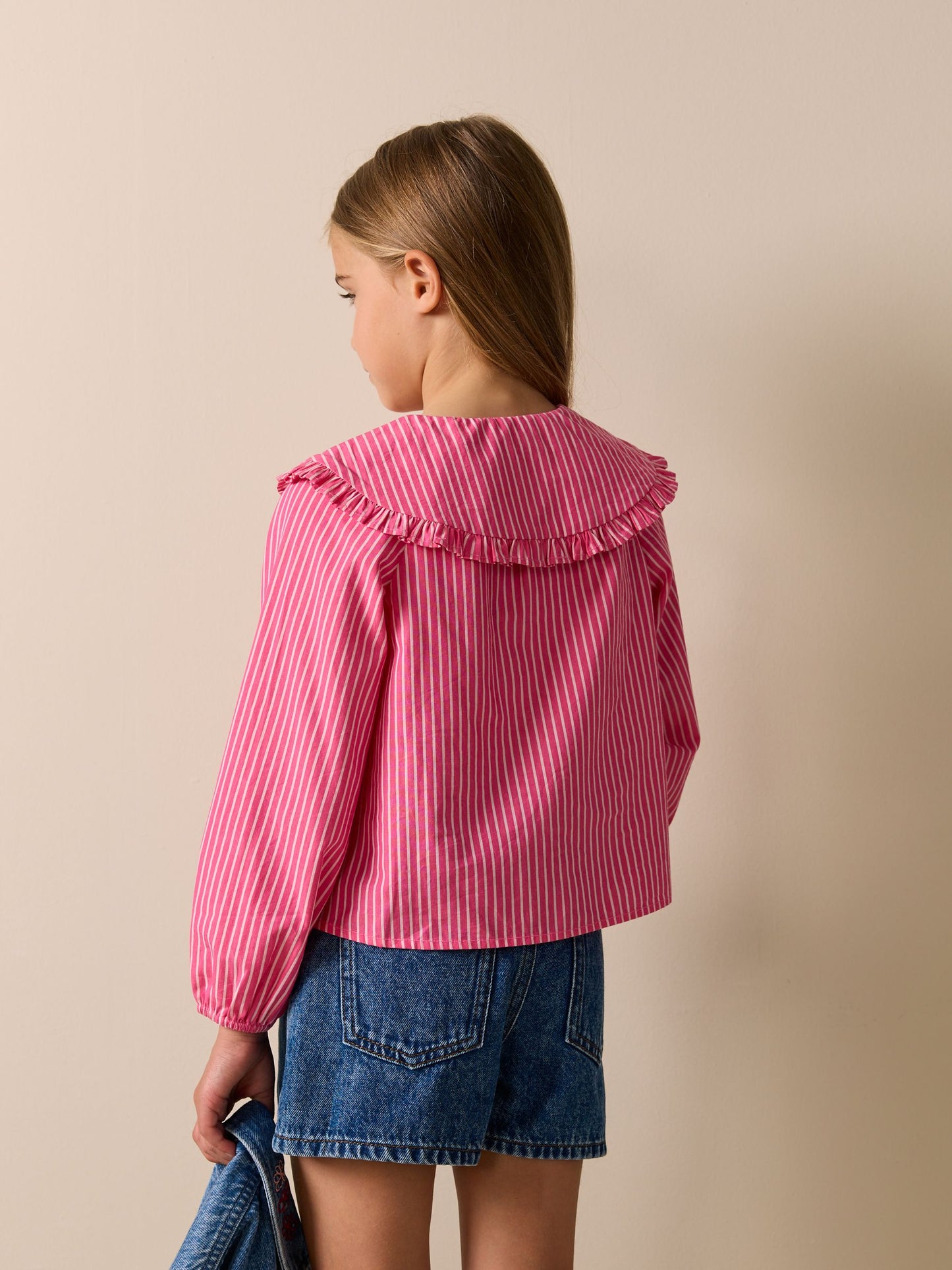 Dsiney Kidz - Pink Stripe Long Sleeve Cherry Embroidered Collar Blouse (3-16yrs) image 3