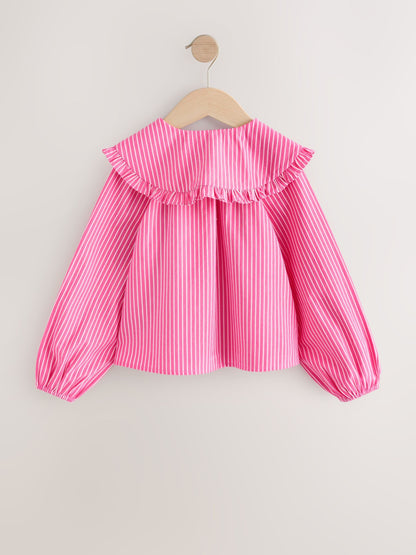 Dsiney Kidz - Pink Stripe Long Sleeve Cherry Embroidered Collar Blouse (3-16yrs) image 6