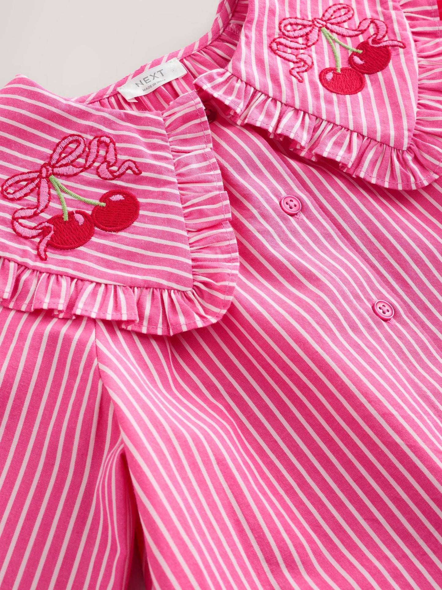 Dsiney Kidz - Pink Stripe Long Sleeve Cherry Embroidered Collar Blouse (3-16yrs) image 7