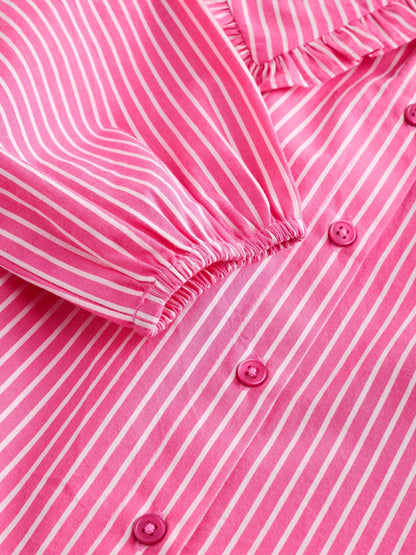 Dsiney Kidz - Pink Stripe Long Sleeve Cherry Embroidered Collar Blouse (3-16yrs) image 8