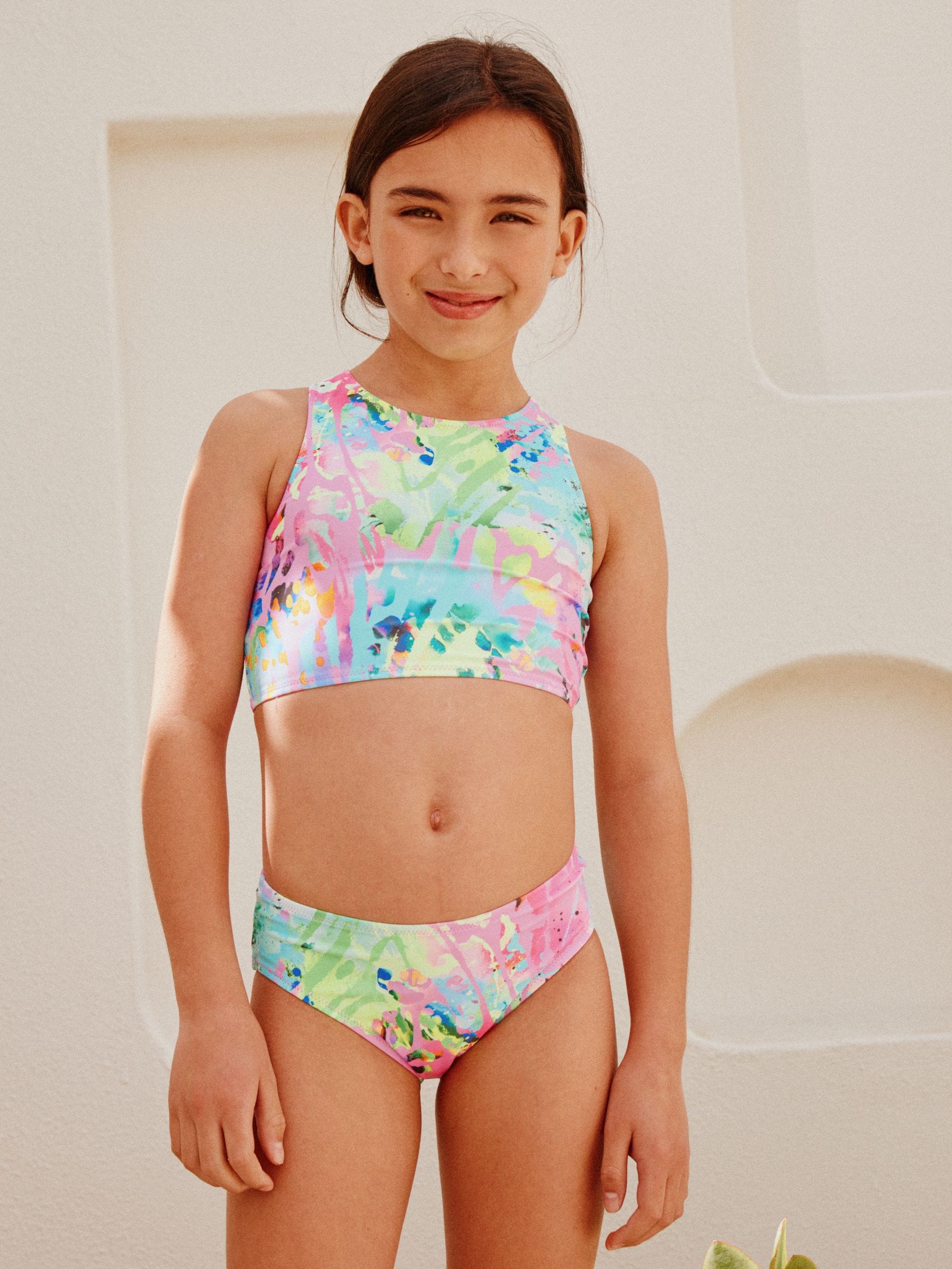 Dsiney Kidz - Pink Tie Dye Splat Sunsafe Rash Vest Bikini And Scrunchie Swim Set (3-16yrs) image 4