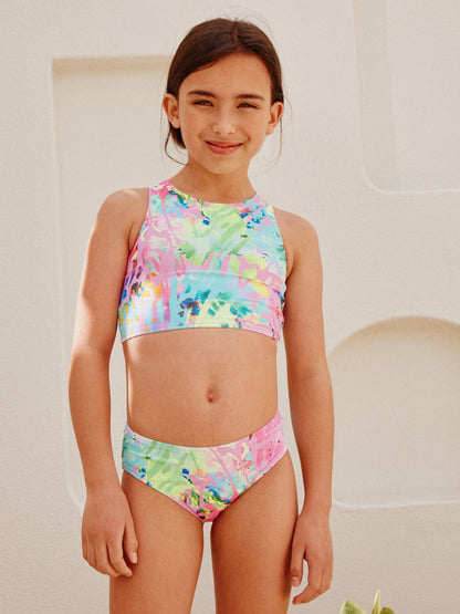 Dsiney Kidz - Pink Tie Dye Splat Sunsafe Rash Vest Bikini And Scrunchie Swim Set (3-16yrs) image 4