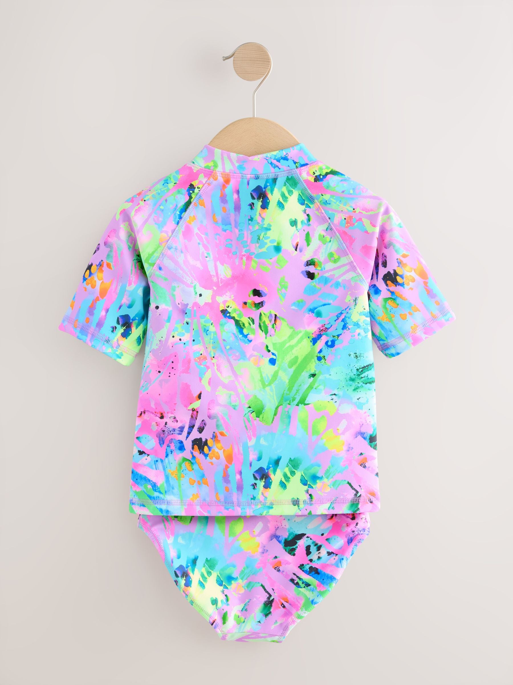 Dsiney Kidz - Pink Tie Dye Splat Sunsafe Rash Vest Bikini And Scrunchie Swim Set (3-16yrs) image 7
