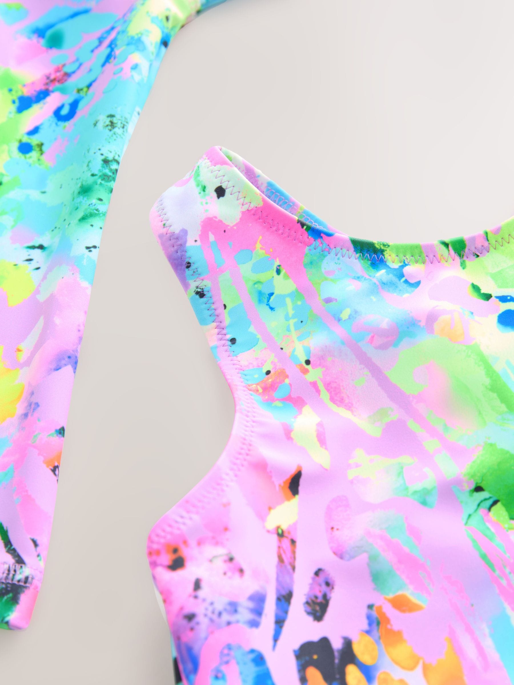 Dsiney Kidz - Pink Tie Dye Splat Sunsafe Rash Vest Bikini And Scrunchie Swim Set (3-16yrs) image 9