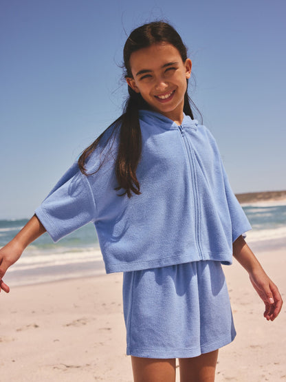 Dsiney Kidz - Blue Towelling Zip Hoodie And Shorts Set (3-16yrs) image 1
