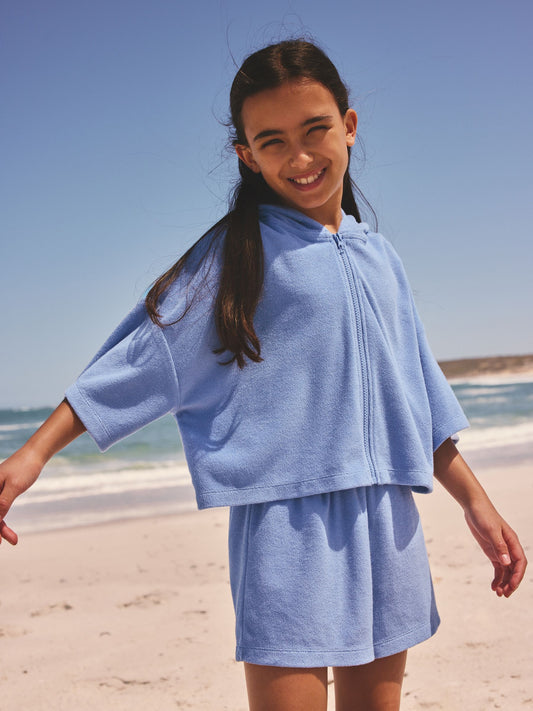 Dsiney Kidz - Blue Towelling Zip Hoodie And Shorts Set (3-16yrs) image 1