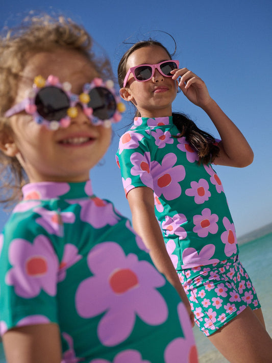 Dsiney Kidz - Green Stampy Floal Short Sleeved Sunsafe Swim Set (3mths-10yrs) image 2