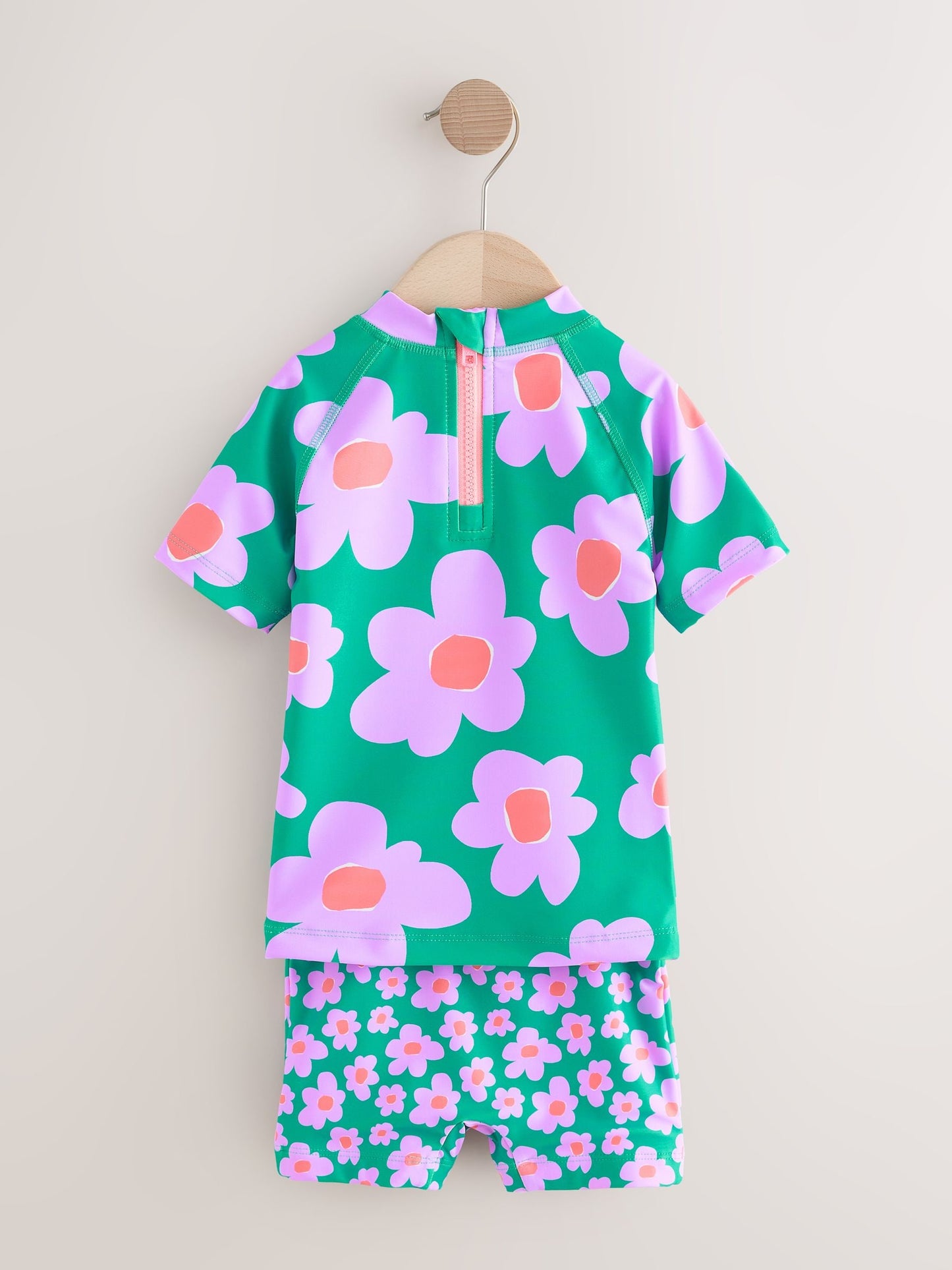 Green Stampy Floal Short Sleeved Sunsafe Swim Set (3mths-10yrs) image 6