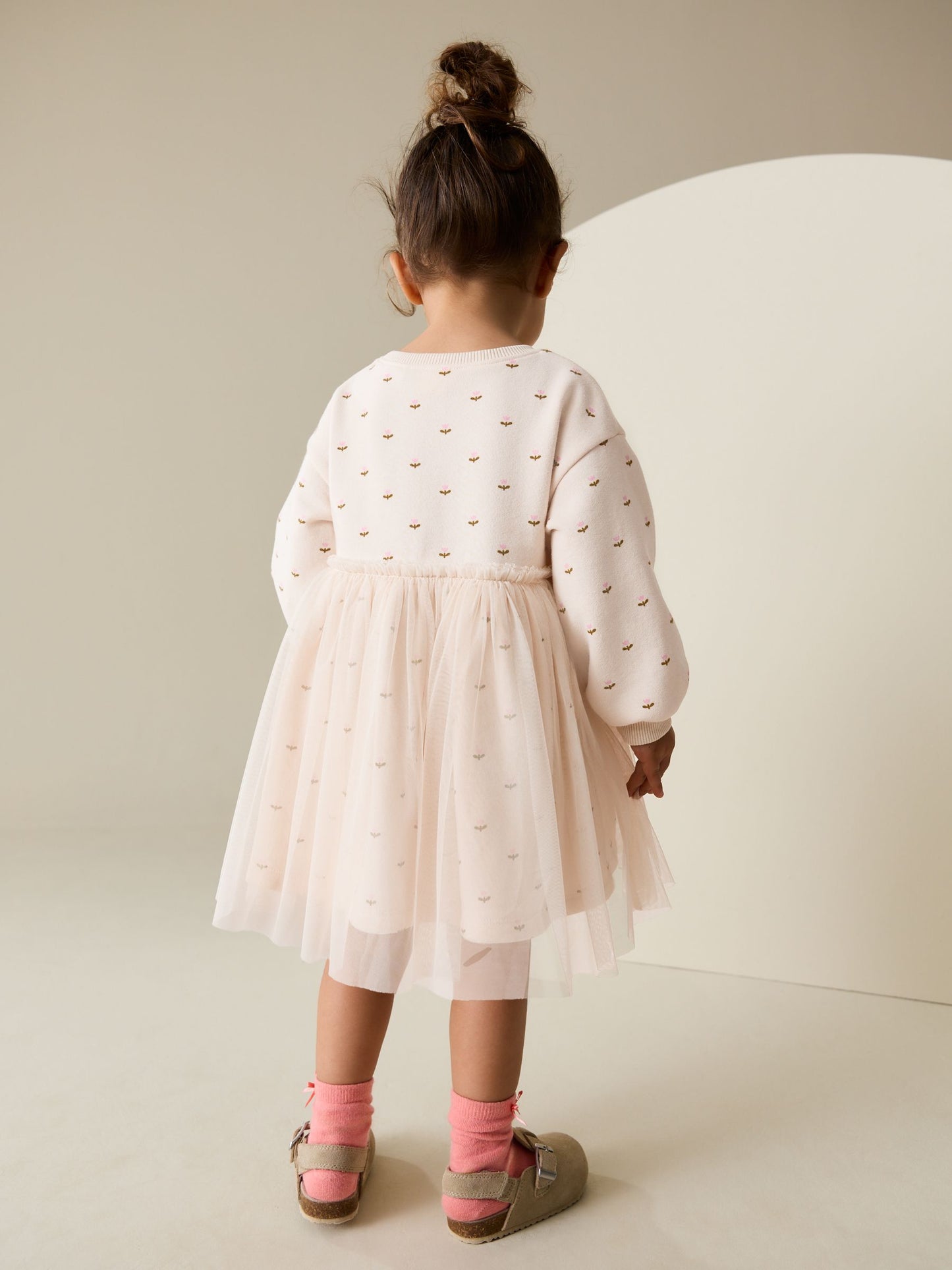 Cream Bunny Mesh Skirt Sweat Dress (3mths-7yrs) image 3