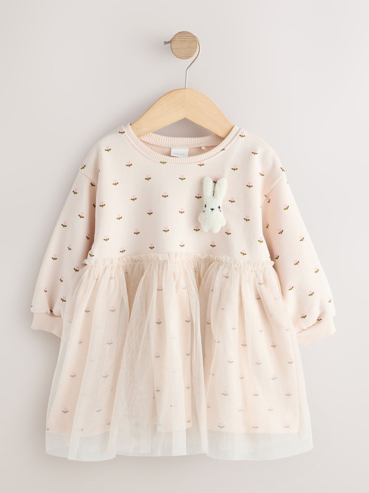 Cream Bunny Mesh Skirt Sweat Dress (3mths-7yrs) image 5