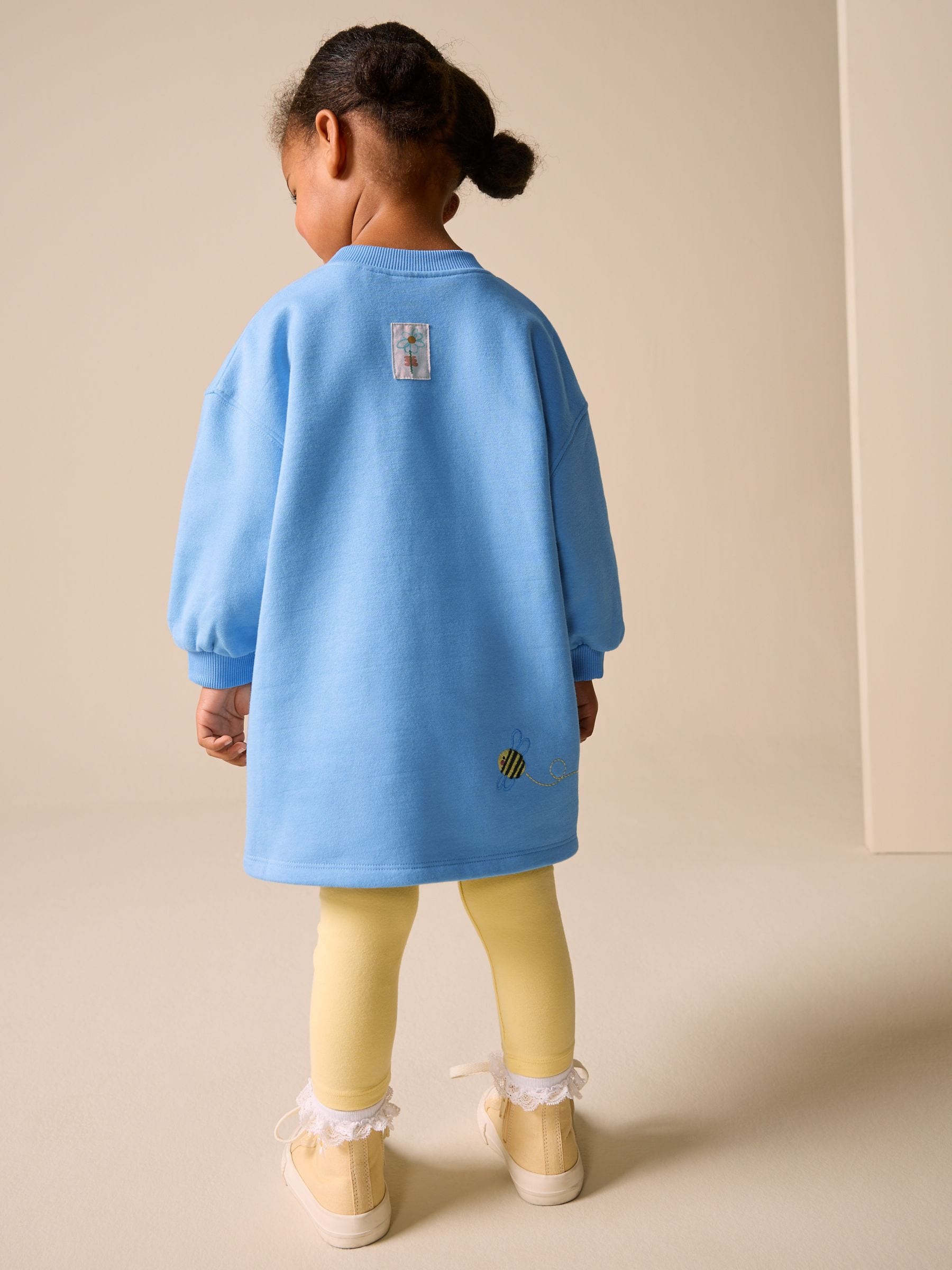 Blue Flower Relaxed Sweat Dress (3mths-7yrs) image 3