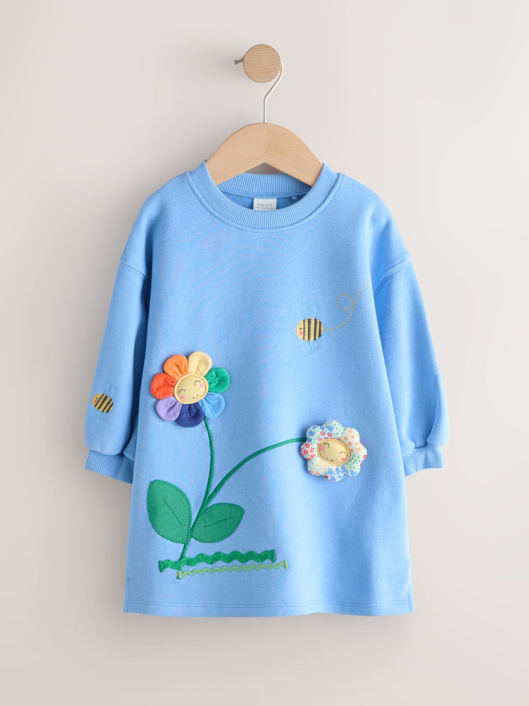 Blue Flower Relaxed Sweat Dress (3mths-7yrs) image 4