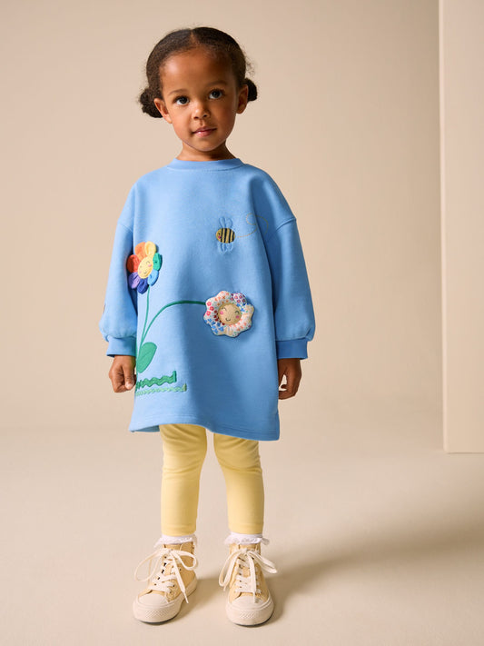 Blue Flower Relaxed Sweat Dress (3mths-7yrs) image 1