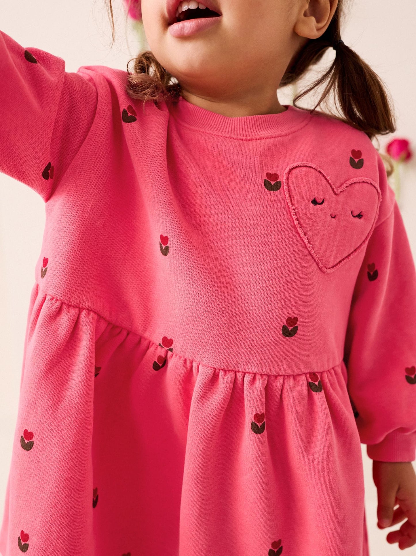 Pink Hearts Sweat Dress (3mths-7yrs) image 3