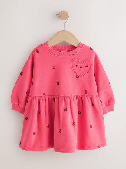 Pink Hearts Sweat Dress (3mths-7yrs) image 4