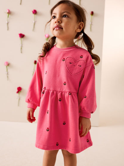 Pink Hearts Sweat Dress (3mths-7yrs) image 1