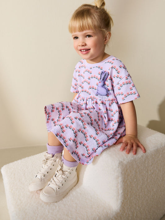 Lilac Bunny Jersey Dress (3mths-7yrs) image 2