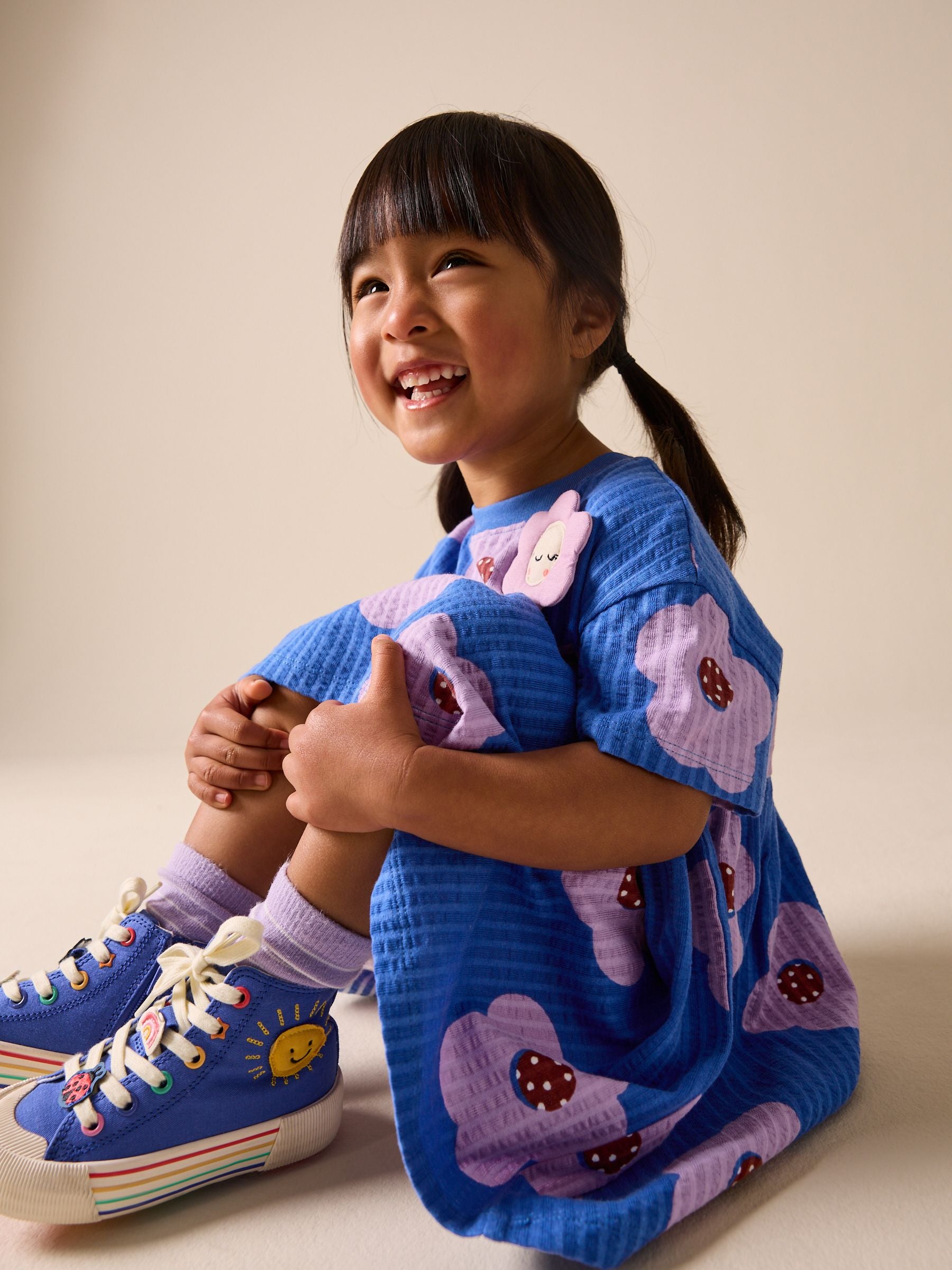 Blue Flower Jersey Dress (3mths-7yrs) image 3