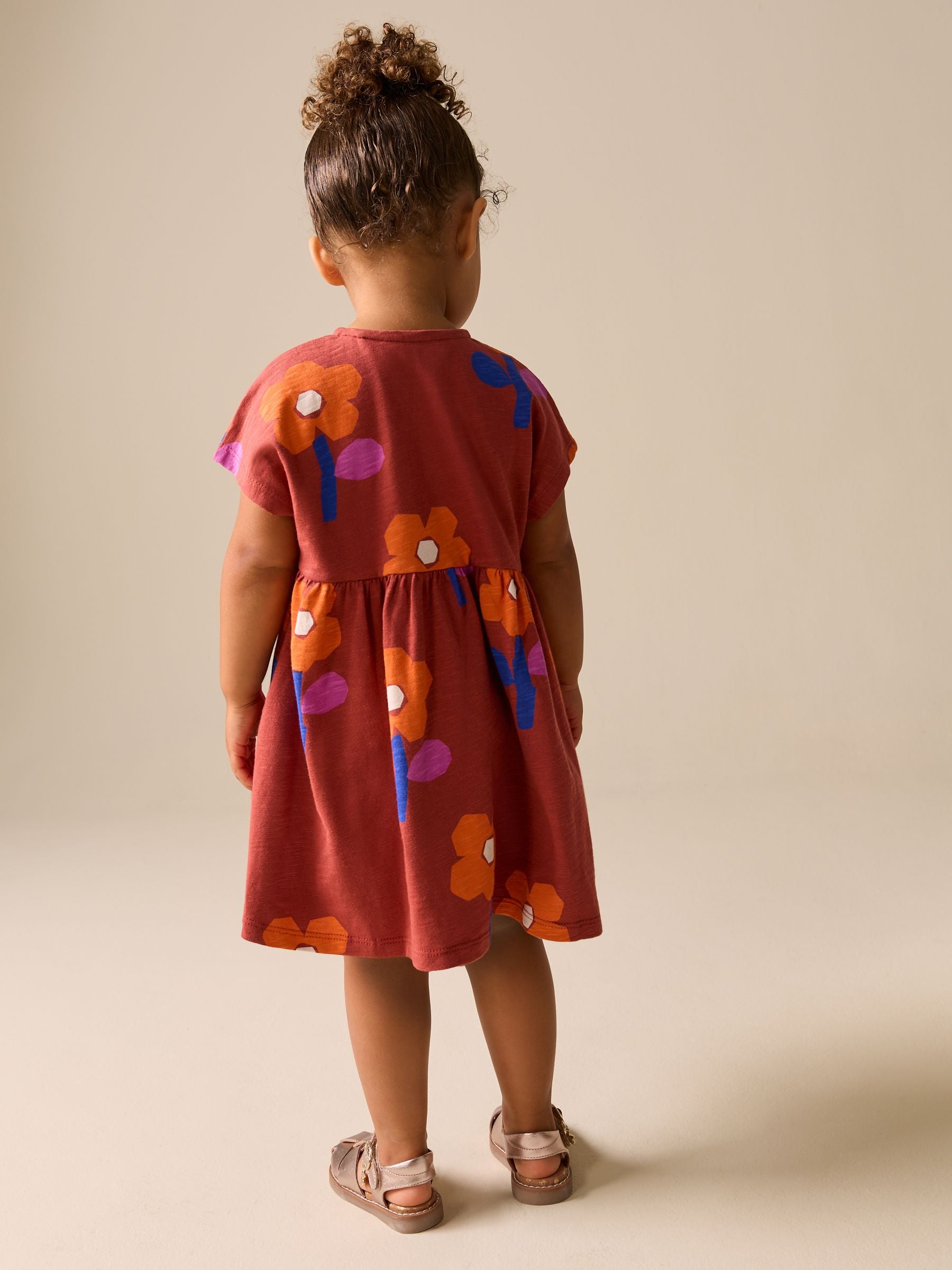Retro Orange Jersey Dress (3mths-7yrs) image 2