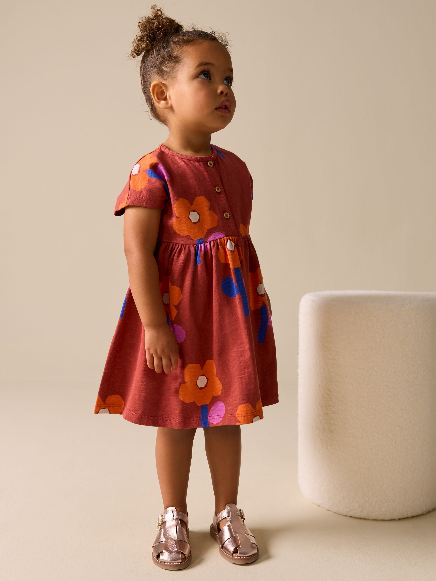Retro Orange Jersey Dress (3mths-7yrs) image 3