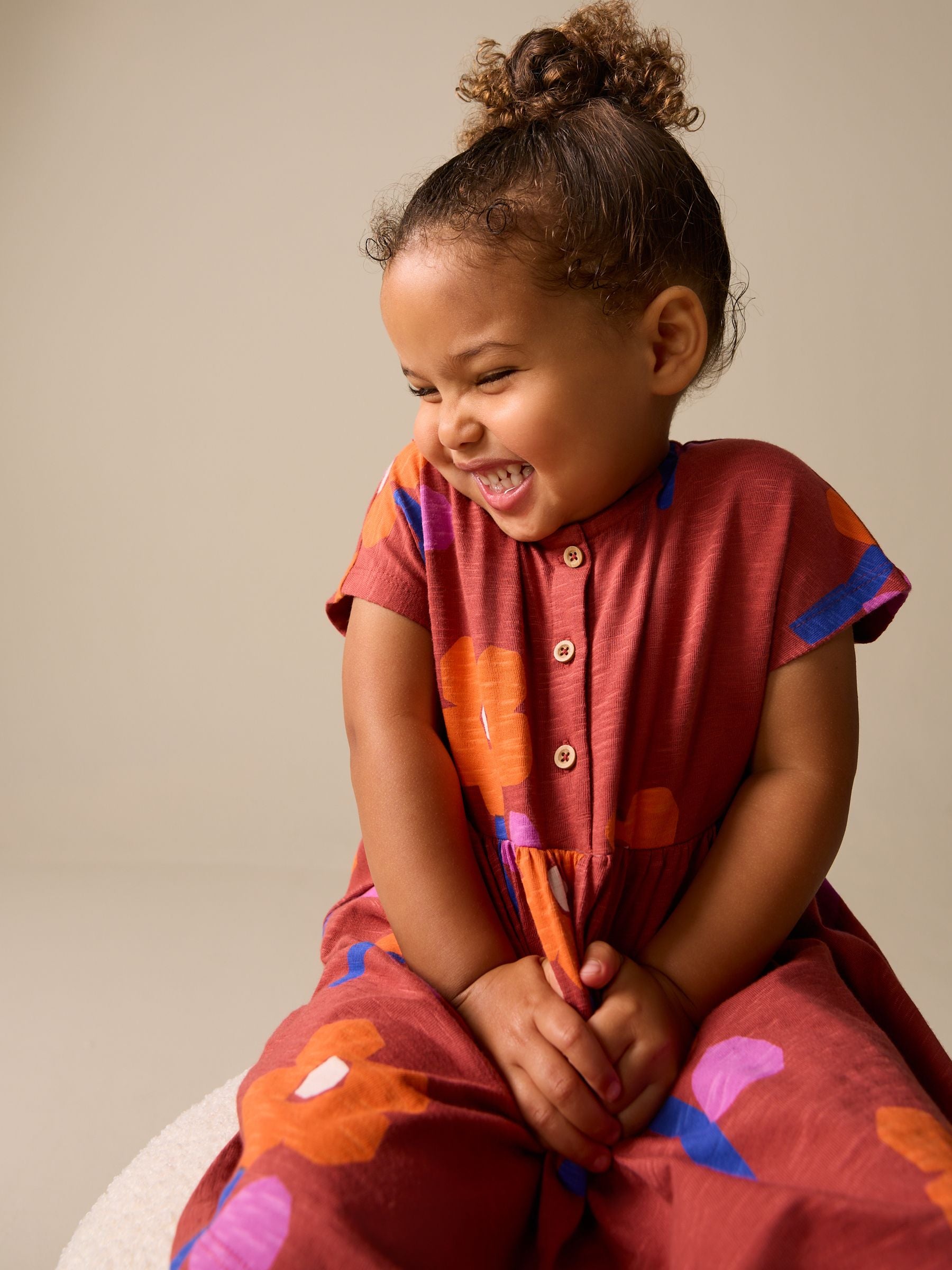 Retro Orange Jersey Dress (3mths-7yrs) image 4