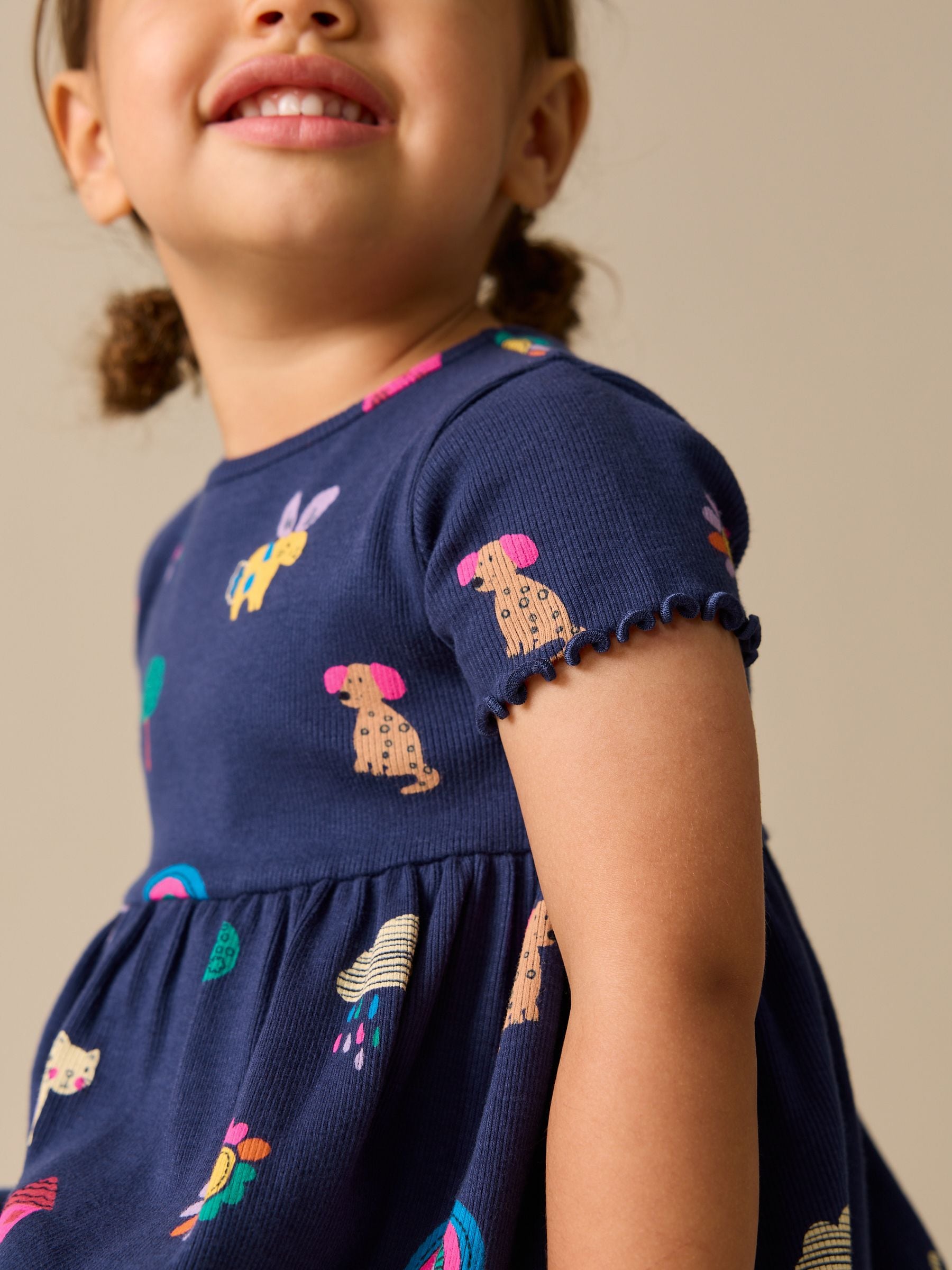 Dsiney Kidz - Navy Pets Short Sleeve Ribbed Dress (3mths-7yrs) image 4