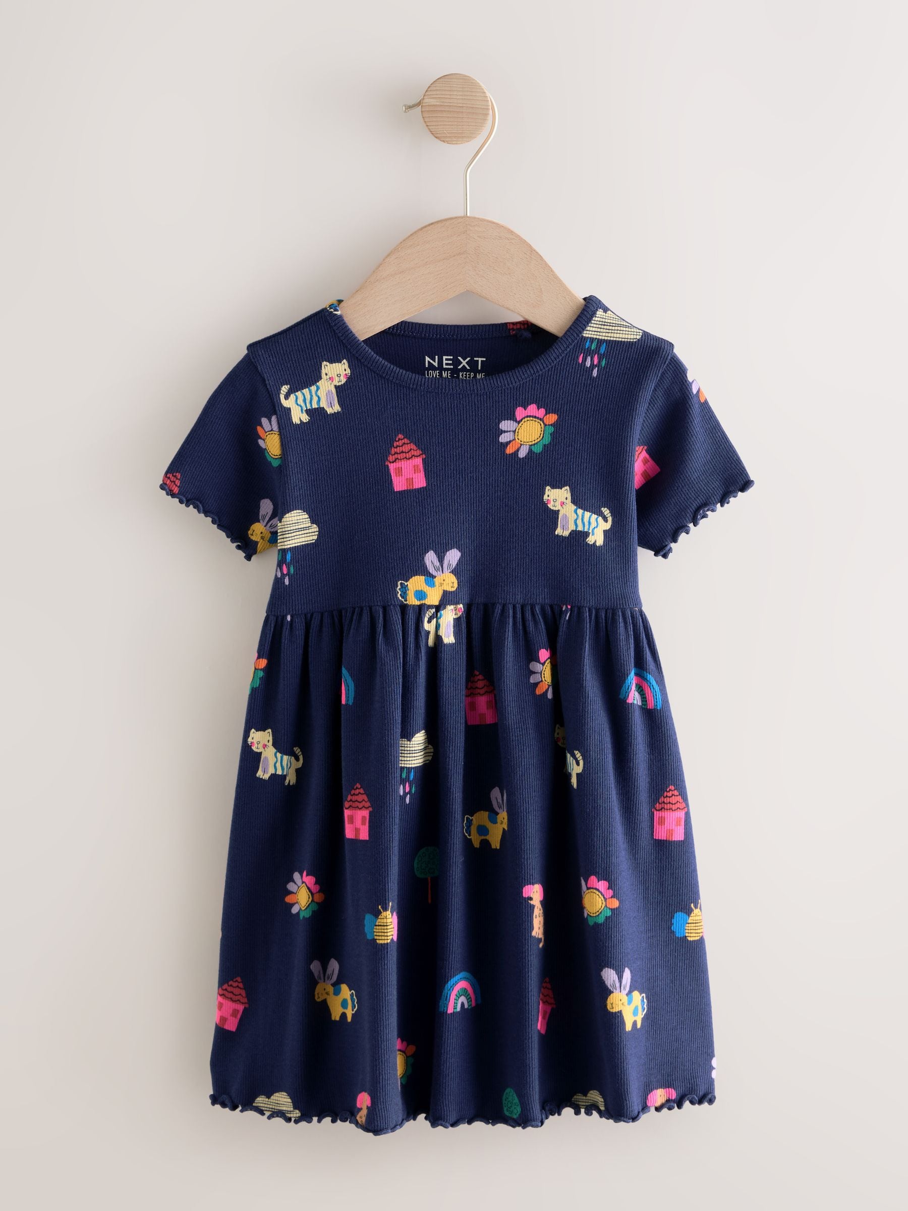 Dsiney Kidz - Navy Pets Short Sleeve Ribbed Dress (3mths-7yrs) image 5
