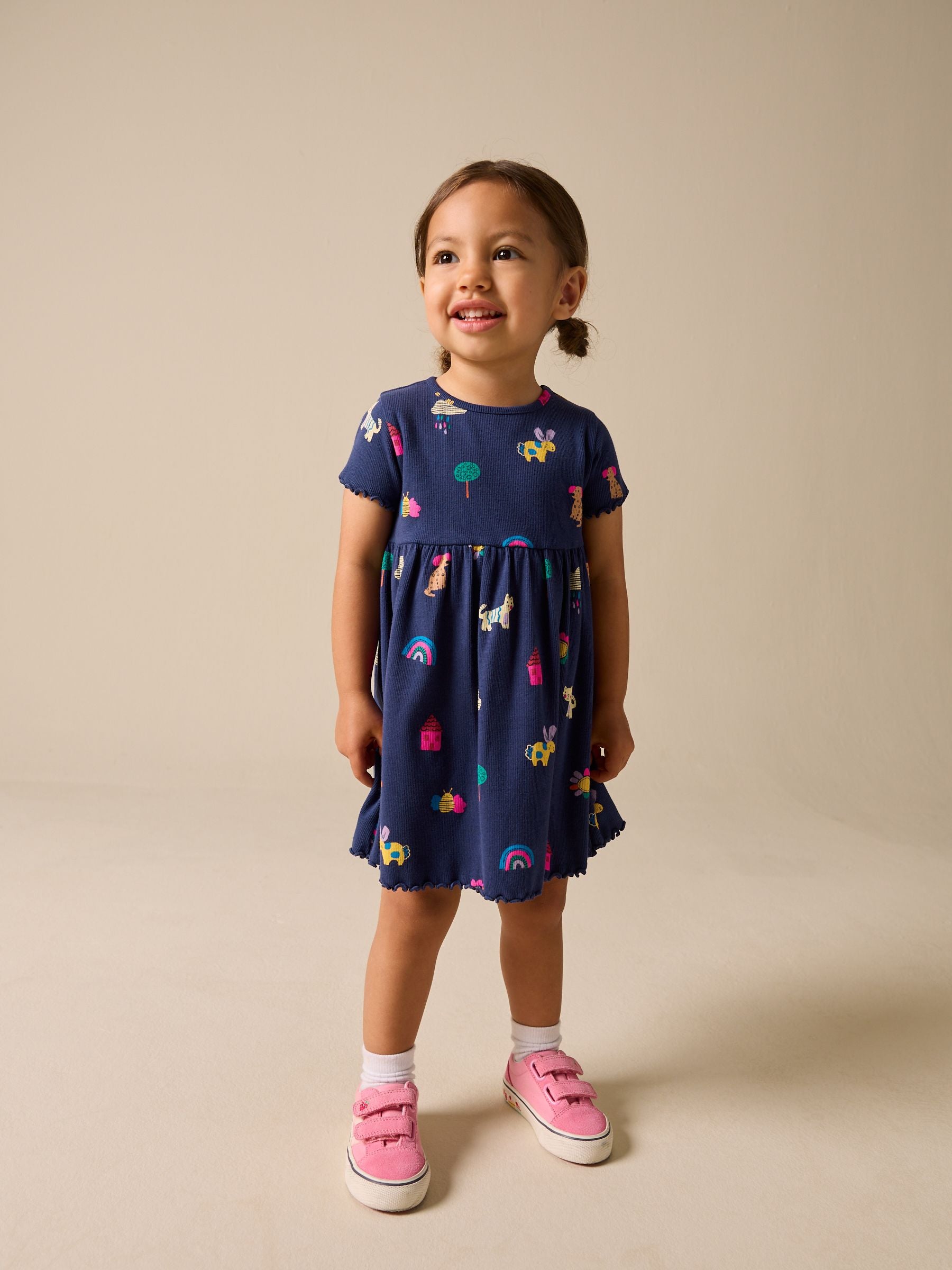 Dsiney Kidz - Navy Pets Short Sleeve Ribbed Dress (3mths-7yrs) image 1