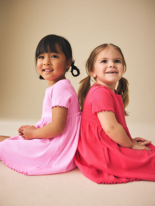 Dsiney Kidz - Pink Short Sleeve Ribbed Dresses 2 Pack (3mths-7yrs) image 1
