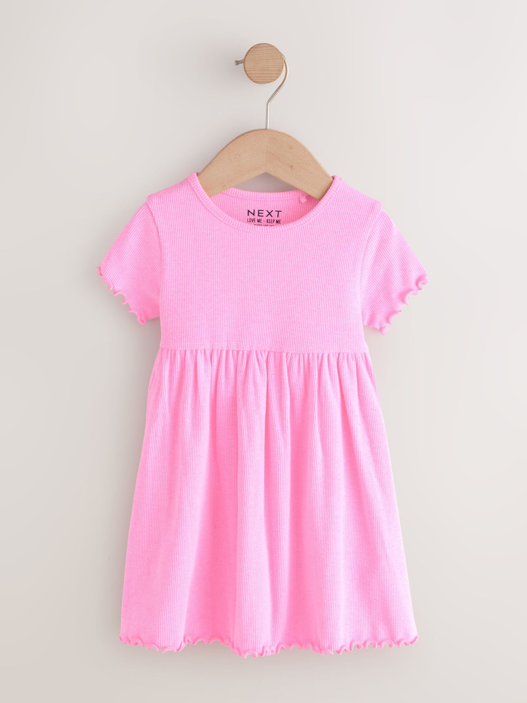 Pink Short Sleeve Ribbed Dresses 2 Pack (3mths-7yrs) image 5