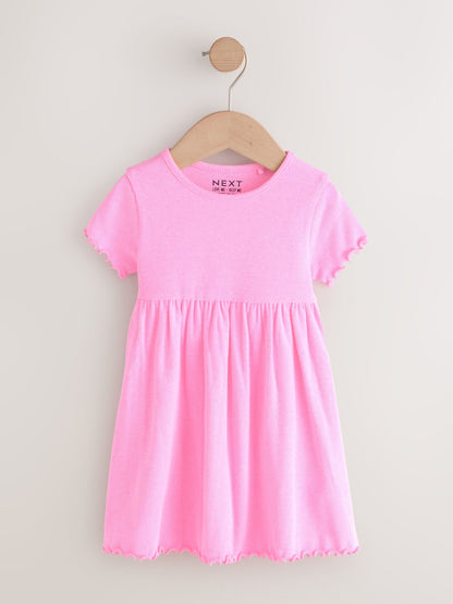 Pink Short Sleeve Ribbed Dresses 2 Pack (3mths-7yrs) image 5