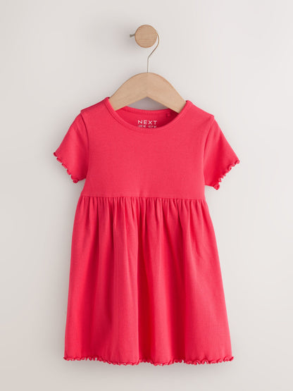 Pink Short Sleeve Ribbed Dresses 2 Pack (3mths-7yrs) image 7