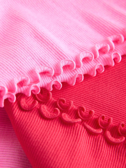 Pink Short Sleeve Ribbed Dresses 2 Pack (3mths-7yrs) image 8